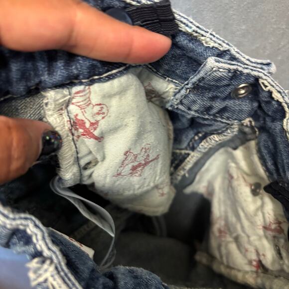 True Religion 2T Jeans Adjustable Waist Streetwear Thick Stitch Hip Hop Straight - Picture 7 of 16